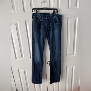 True Religion Ricky Relaxed Straight Dark Blue Denim Jeans Size 32